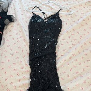Black Sequin Strappy Dress